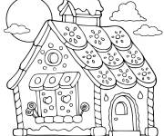 Coloriage Maison en pain d'&eacute;pice pour enfants
