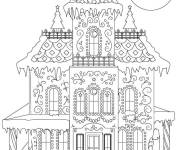 Coloriage Maison en pain d&rsquo;&eacute;pice stylis&eacute; pour noel