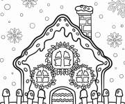 Coloriage Maison en pain d'épice sur le thème de Noël