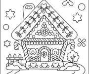 Coloriage et dessins gratuit Maison en pain d'&eacute;pices douce et enneig&eacute;e à imprimer