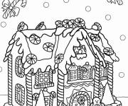 Coloriage Manoir avec bonhomme en pain d'épice