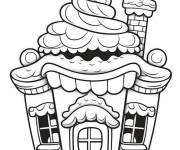 Coloriage Mignonne maison en pain d'&eacute;pice en miniature