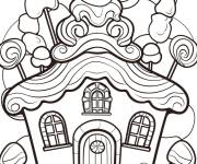 Coloriage Petit Maison d&eacute;licieuse en pain d'&eacute;pice sucr&eacute;e