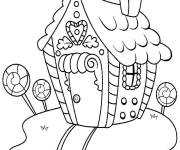 Coloriage Sur la vall&eacute;e, on trouve cette belle maison en pain d&rsquo;&eacute;pice