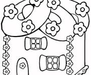 Coloriage Une belle maison en p&acirc;te de pain d&rsquo;&eacute;pice