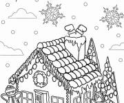 Coloriage Une maison en pain d'&eacute;pice avec des beaux motifs pour les enfants