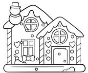 Coloriage Une maison en pain d'&eacute;pice facile pour les tout-petits