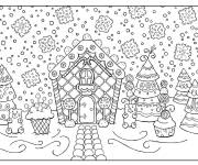 Coloriage Village magique des maisons en pain d&rsquo;&eacute;pice
