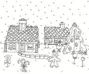Coloriage Village magique en pain d'&eacute;pice