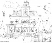 Coloriage Maison en Halloween