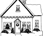 Coloriage Maison moderne en Noel