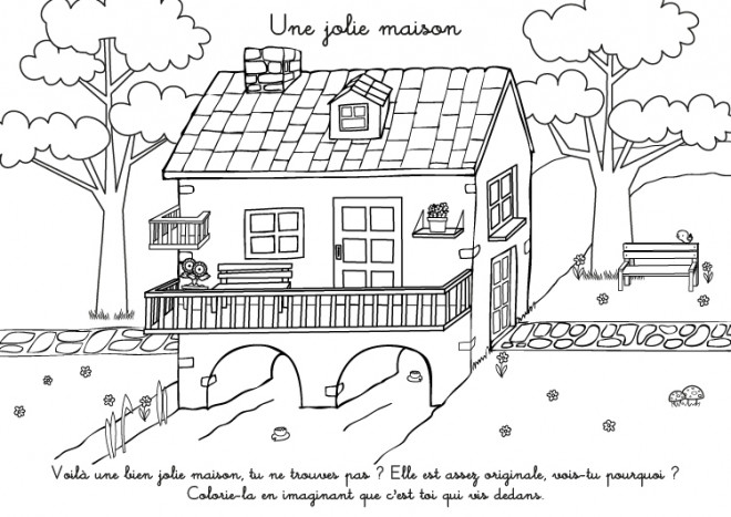Coloriage Une joli Maison dessin gratuit à imprimer