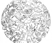 Coloriage Animaux mandala