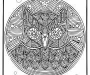 Coloriage Mandala adulte hibou difficile