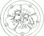 Coloriage Mandala Amour d'animaux