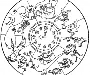 Coloriage et dessins gratuit Mandala Animaux Afrique à imprimer