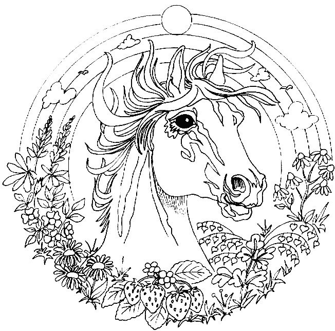 Coloriage et dessins gratuits Mandala cheval à imprimer