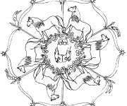 Coloriage Mandala Cheval en noir