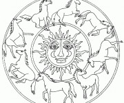 Coloriage et dessins gratuit Mandala Chevaux maternelle à imprimer