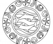 Coloriage Mandala Dauphins facile