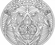 Coloriage Mandala Lion difficile