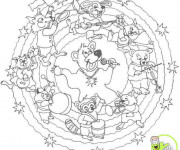 Coloriage Mandalas Animaux musiciens