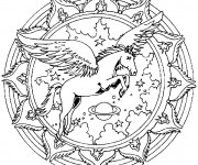 Coloriage Mandalas cheval avec ailes