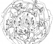 Coloriage Mandalas Chevaux et Cavaliers