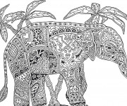 Coloriage Mandalas Éléphant indien