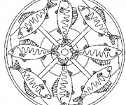 Coloriage Mandalas Poissons