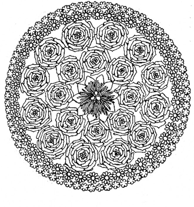Coloriage et dessins gratuits Mandala Difficile fleuri à imprimer