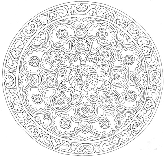 Coloriage et dessins gratuits Mandala Fleurs décorés à imprimer