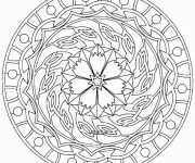 Coloriage Mandala Rose centralisé