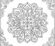 Coloriage Difficile mandala fleuri pour adulte