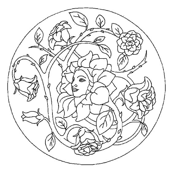 Coloriage et dessins gratuits Mandala Femme en forme de Fleur à imprimer
