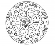 Coloriage Mandala Fleur et Coeur