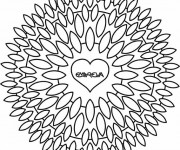 Coloriage Mandala Fleurs en forme de Coeur