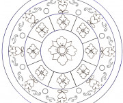 Coloriage Mandala Fleurs encercl&eacute;es