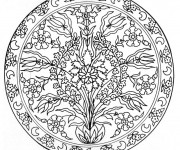 Coloriage Mandala Fleurs et Croissant
