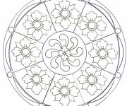 Coloriage Mandala Fleurs mozaïque