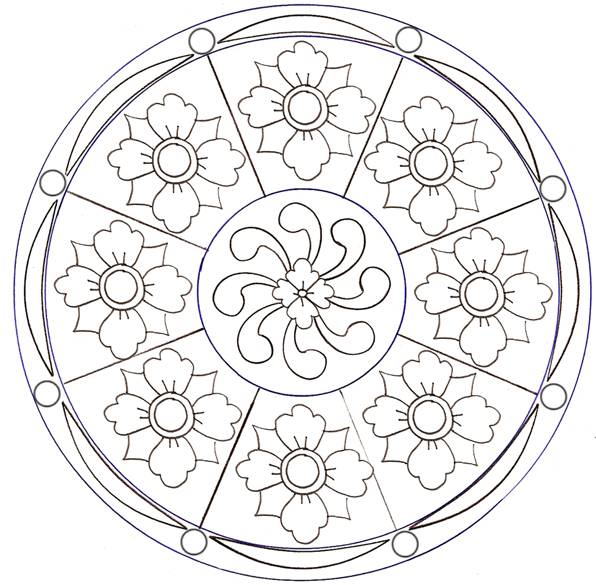 Coloriage et dessins gratuits Mandala Fleurs mozaïque à imprimer