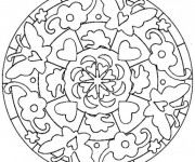 Coloriage Mandalas Fleurs et Papillon simple