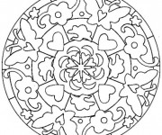 Coloriage Mandalas Fleurs et Papillon simple