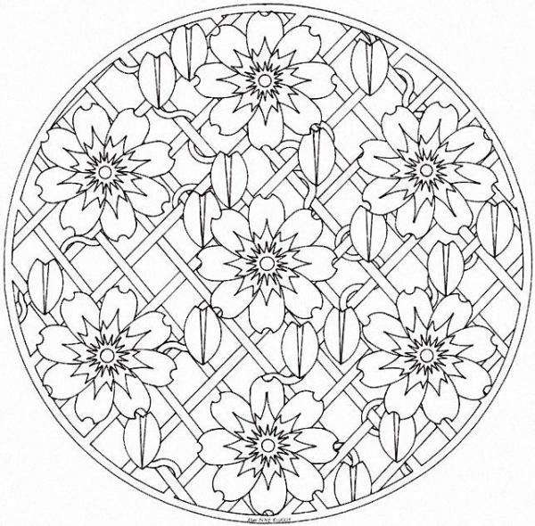 Coloriage et dessins gratuits Mandalas Fleurs pour Décoration à imprimer