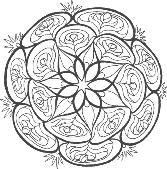Coloriage et dessins gratuits Mandalas Fleurs Vectoriel en noir à imprimer