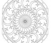 Coloriage Mandala &Eacute;toiles et Lune