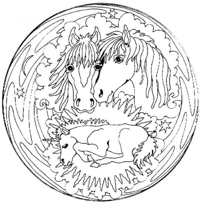 Coloriage Mandalas Chevaux Dessin Gratuit à Imprimer