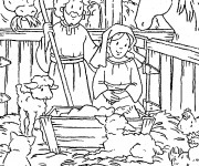 Coloriage J&eacute;sus La Ferme