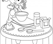 Coloriage La Fillette prépare un Gâteau délicieux