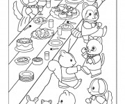 Coloriage Les Animaux Mangent Le Gâteau